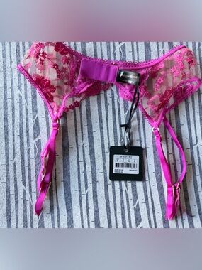 Honey Birdette Fuchsia Floral Lace Garter Belt